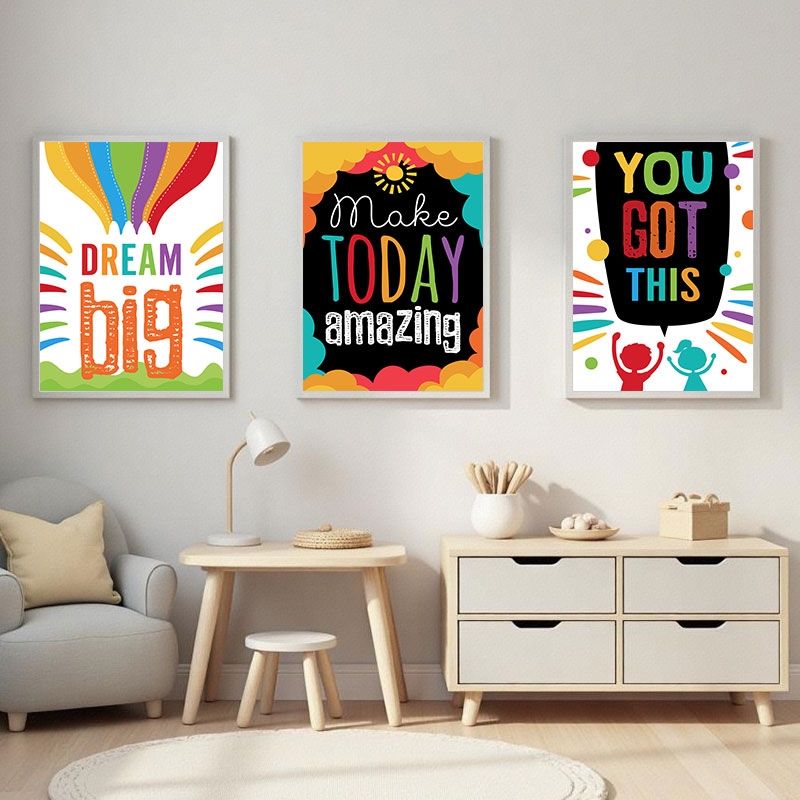 Kids Education Quote - Colorful Cute Dream Big Quotes Canvas