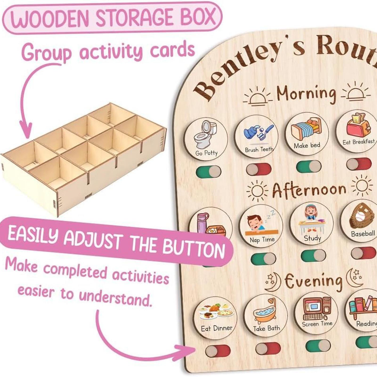 Visual Schedule For Kids Woode - Kids Education Planner ulasan dan harga