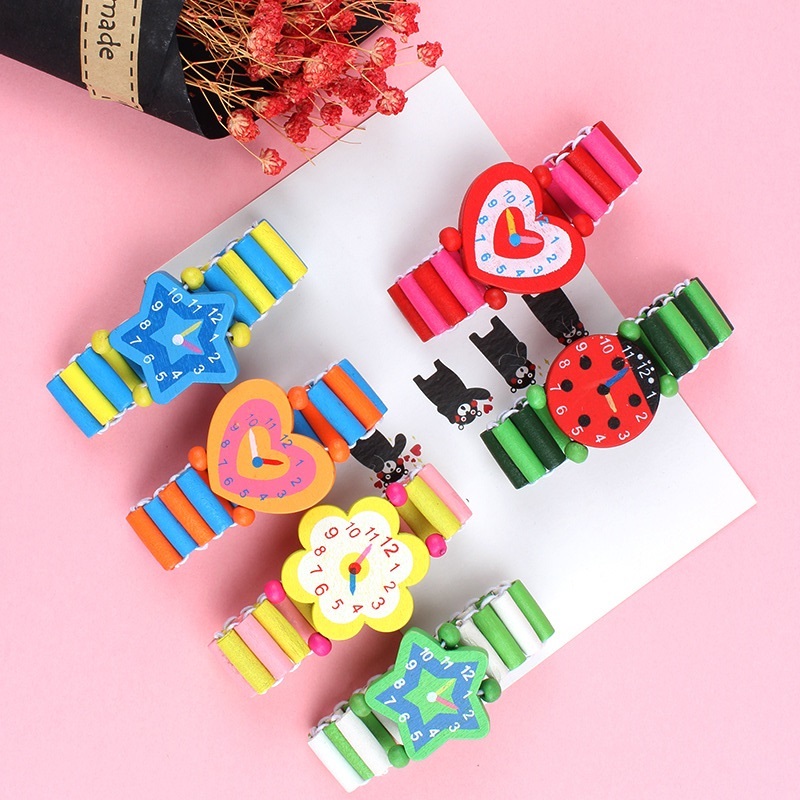 3pcs/lot Wooden Wristwatches N - Kids Educational Watch ulasan dan harga