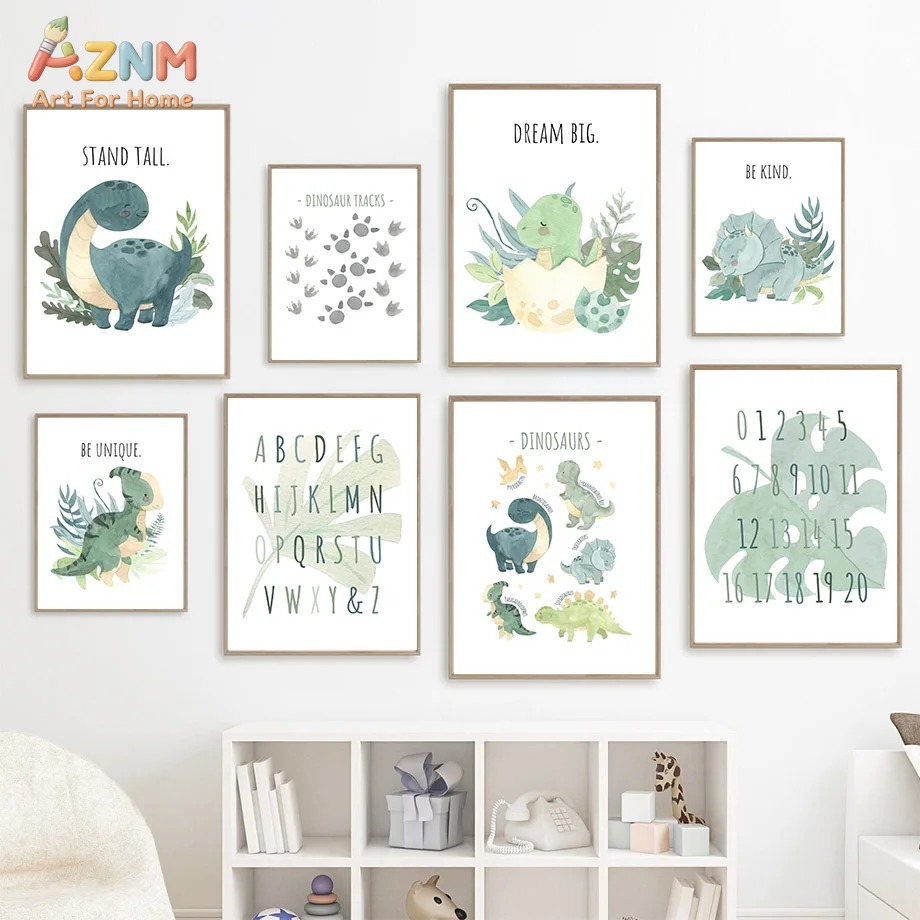 AZNM Watercolor Dinosaur Alpha - Kids Education Quote ulasan dan harga