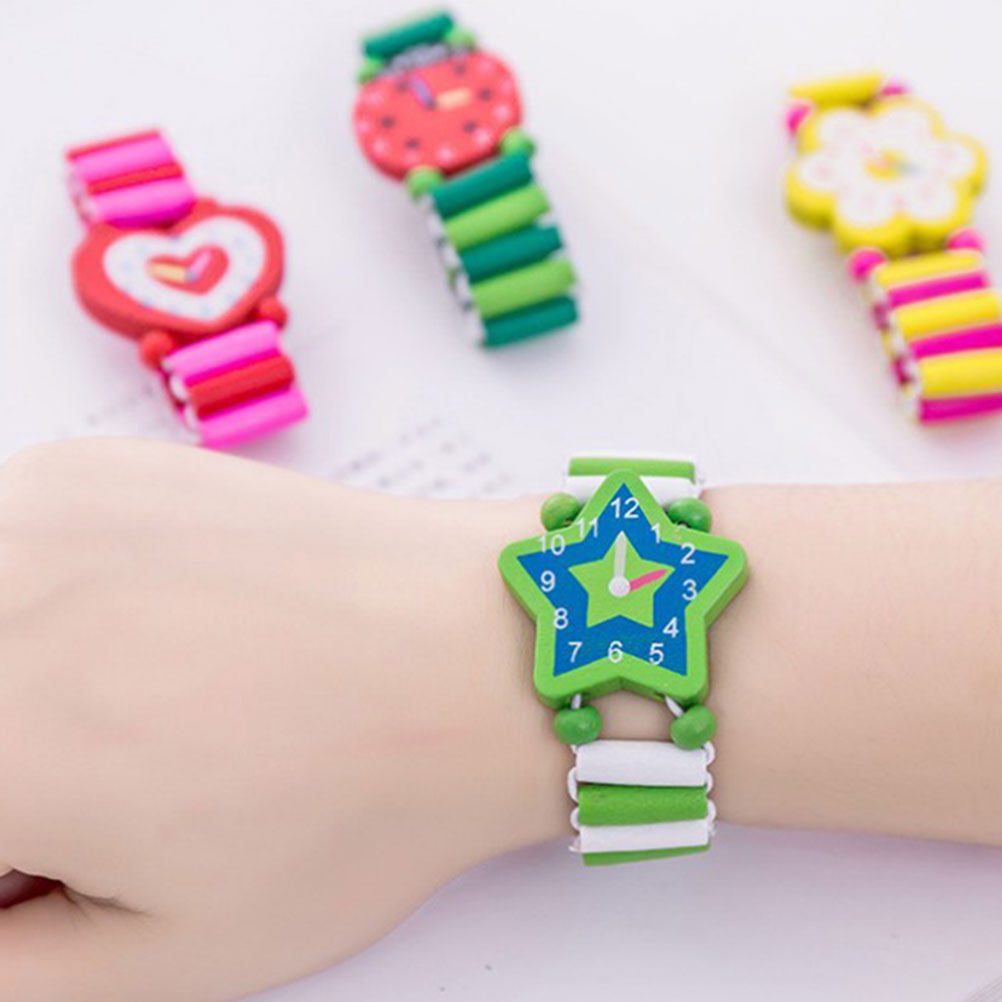 5Pcs Kids Cartoon Wooden Watch - Kids Educational Watch ulasan dan harga